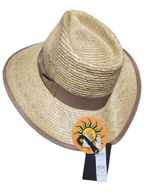 Men's Natural Straw Sun Hat with Brown Band